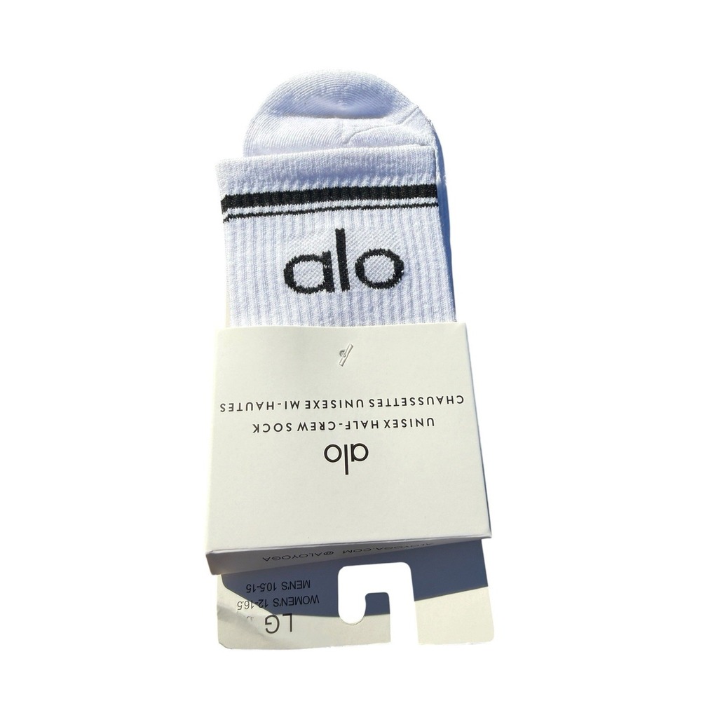 Alo Unisex Half-crew Socks White  Retro Size L